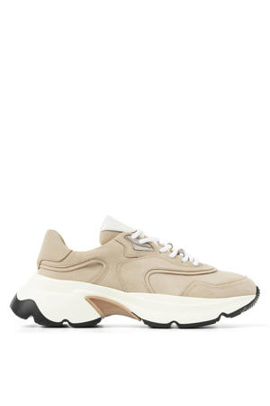 chunky leren sneakers taupe