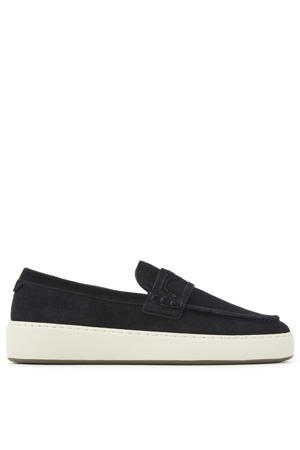 suède loafers donkerblauw