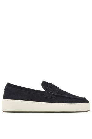 suède loafers donkerblauw