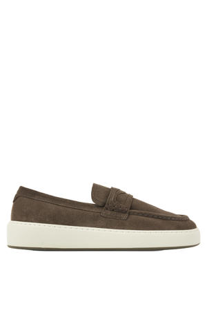 suède loafers donkergrijs