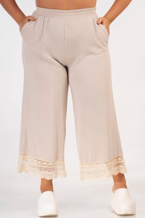 high waist casual broek beige