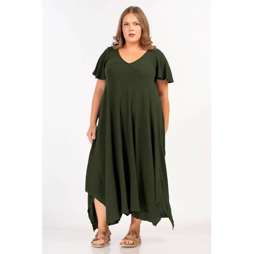 Curviss maxi jurk groen afbeelding
