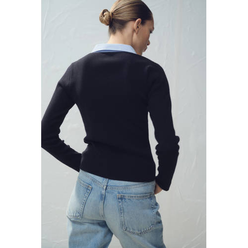 Mango pullover donkerblauw afbeelding