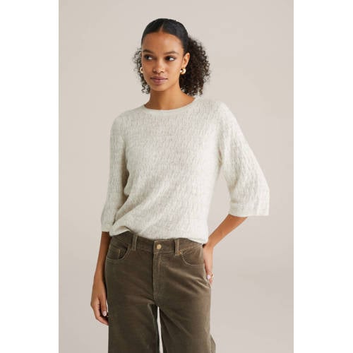 WE Fashion gebreide trui beige afbeelding