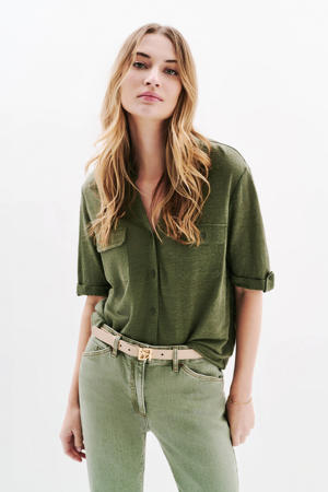 blouse met linnen kaki