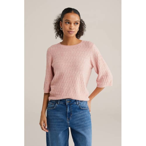 WE Fashion gebreide trui lichtroze afbeelding