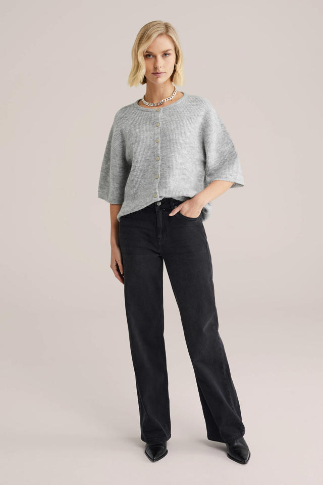 GRACE KARIN Gebreid damesvest, licht, lange mouwen, kan, open voorkant