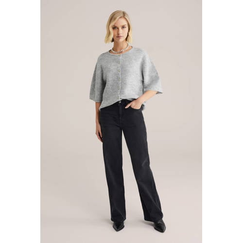 WE Fashion gebreid vest grijs melange afbeelding