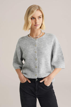 gebreid vest grijs melange