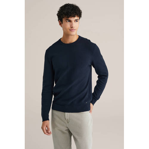 WE Fashion trui gebreid donkerblauw afbeelding