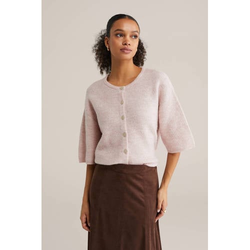 WE Fashion gebreid vest lichtroze afbeelding