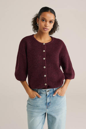 gebreid vest donkerrood