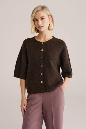 gebreid vest donkerbruin