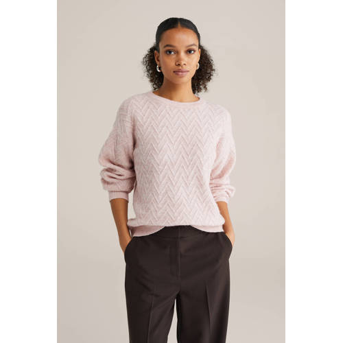 WE Fashion gebreide trui lichtroze afbeelding