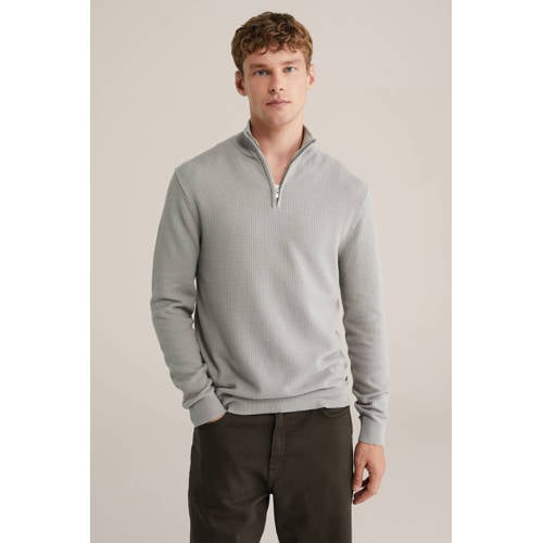 WE Fashion trui rib gebreid grijs afbeelding