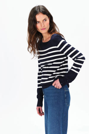 gestreepte pullover marineblauw