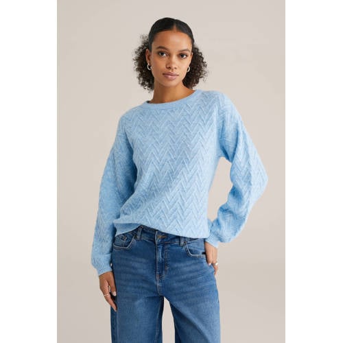 WE Fashion gebreide trui blauw afbeelding