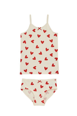 hemd + slip ecru/rood