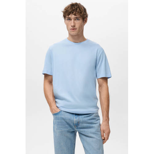 Mango Man Rechtvallend T-shirt lichtblauw afbeelding