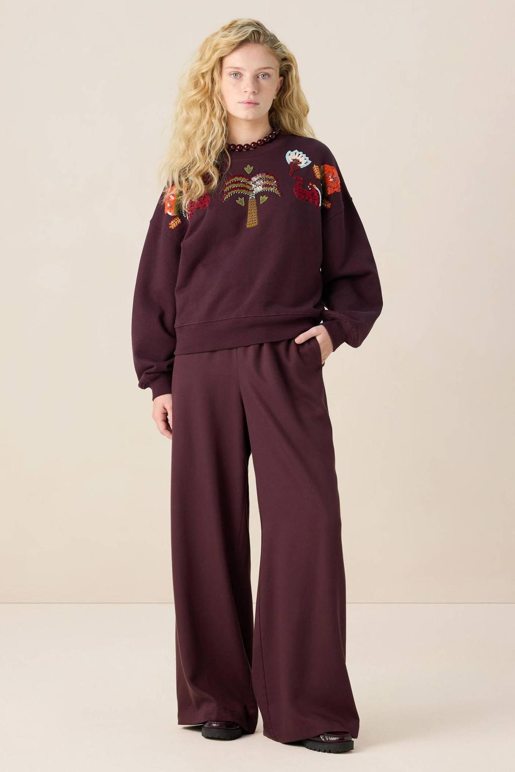 Sissy-Boy sweater donkerbruin met pailletten