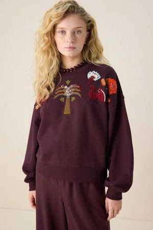 sweater donkerbruin met pailletten