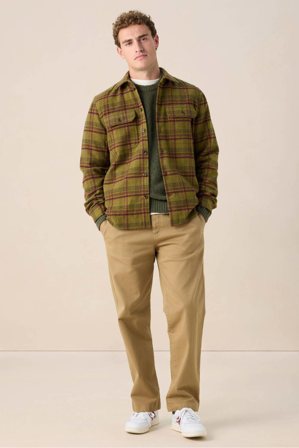 Sissy-Boy geruit overshirt met wol donkergroen