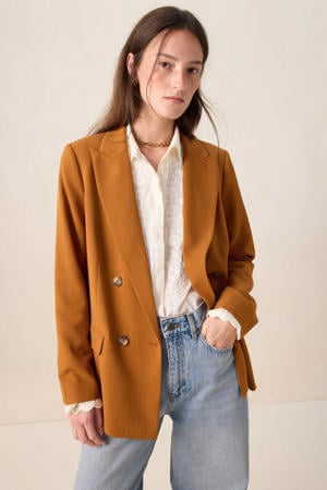 double breasted blazer bruin