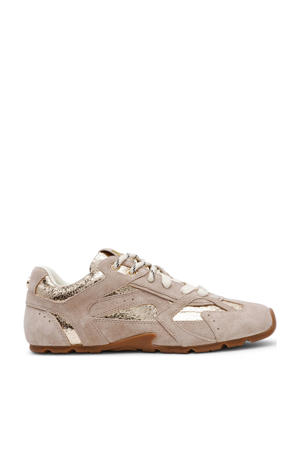 Asiel suède sneakers taupe/goud