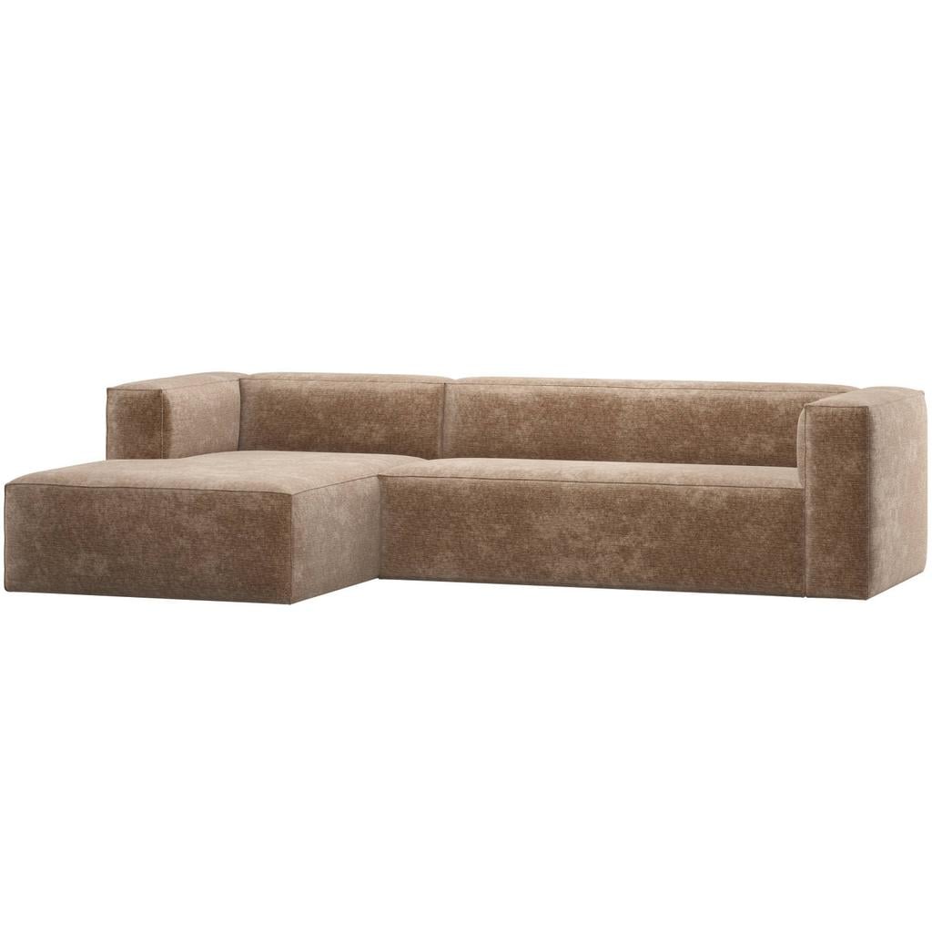 WOOOD WOOOD Bean Hoekbank Links - Ribstof - Travertin - 73x305x96