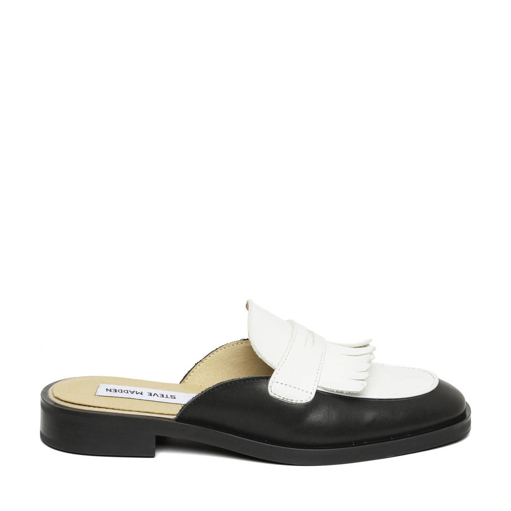 Zwart en witte dames Steve Madden leren muiltjes
