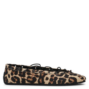 Pointe ballerina's met panterprint beige/zwart