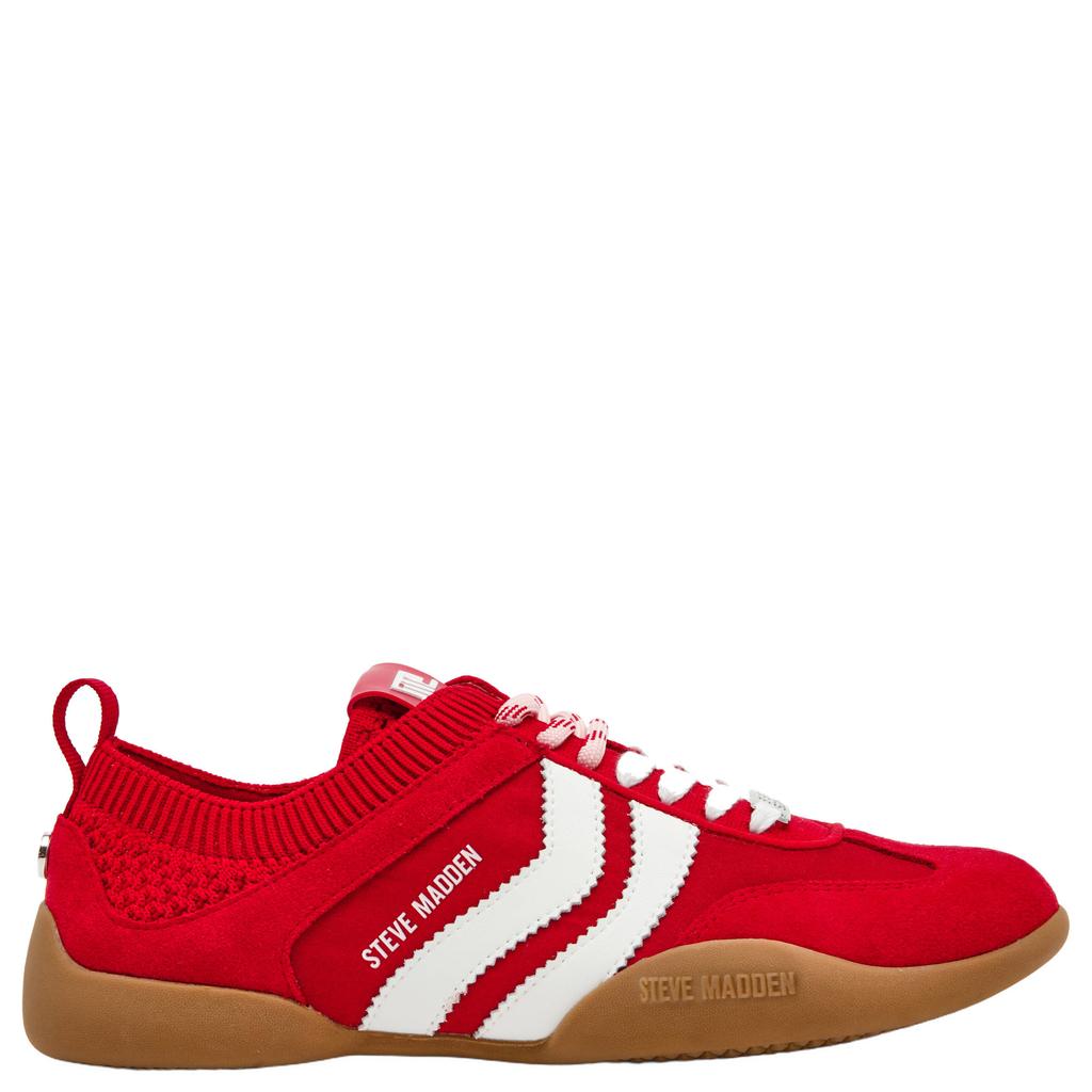 Rood en witte dames Steve Madden Biscotti sneakers van synthetisch materiaal met veters
