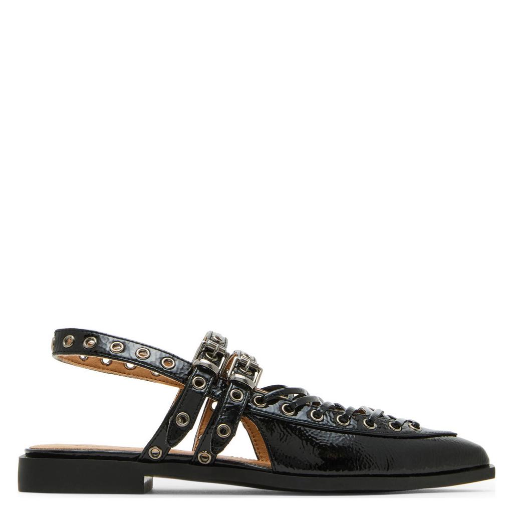 Zwarte dames Steve Madden Galanti lak slingback loafers met gesp