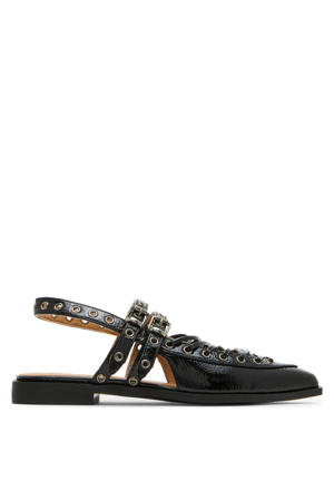Galanti lak slingback loafers zwart
