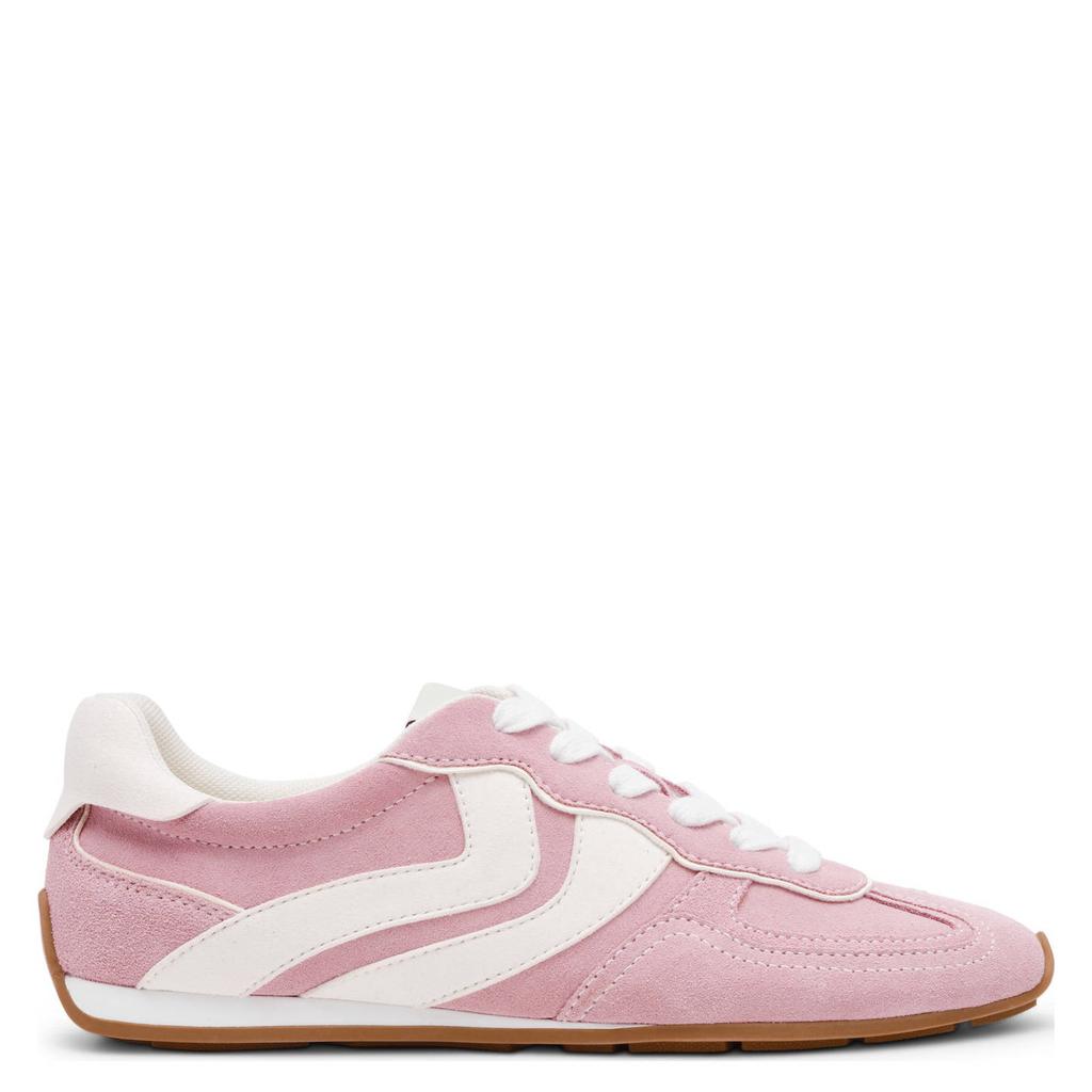 Lichtroze dames Steve Madden Abbi-SM suède sneakers met veters