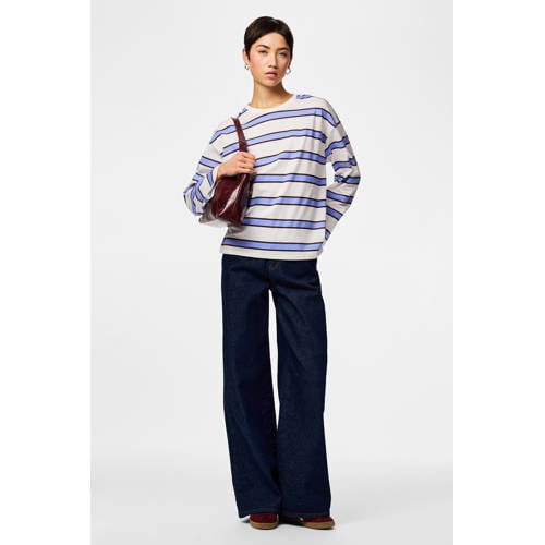 PIECES gestreepte top blauw afbeelding