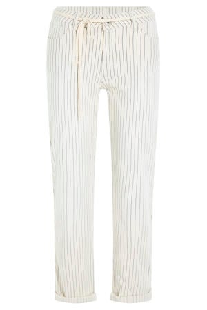 straight high waist pantalon met krijtstreep beige