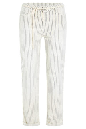 straight high waist pantalon met krijtstreep beige
