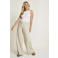 Para Mi wide leg high waist broek met linnen lichtgroen