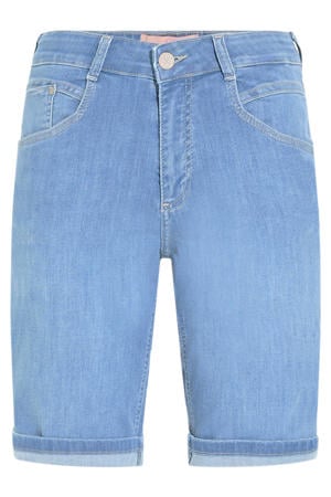 straight high waist short medium blue denim