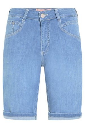 straight high waist short medium blue denim