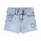 Daily7 denim straight regular waist short met hartjes light blue denim