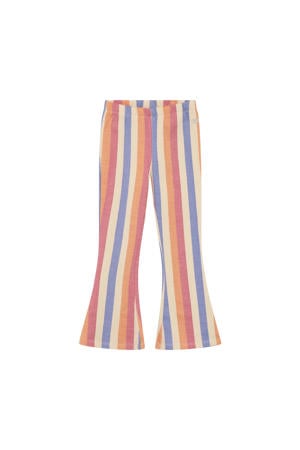 flared regular waist gestreepte legging roze