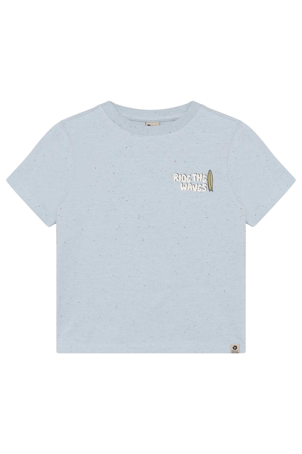 Lichtblauwe jongens Daily7 T-shirt van katoen met backprint, korte mouwen en ronde hals