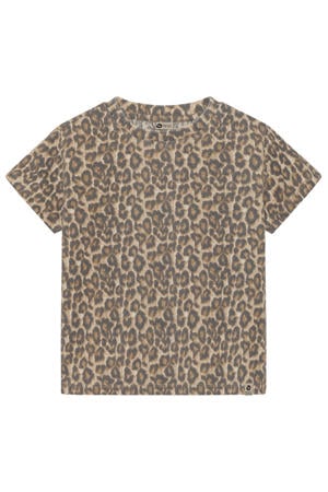 T-shirt met panterprint beige