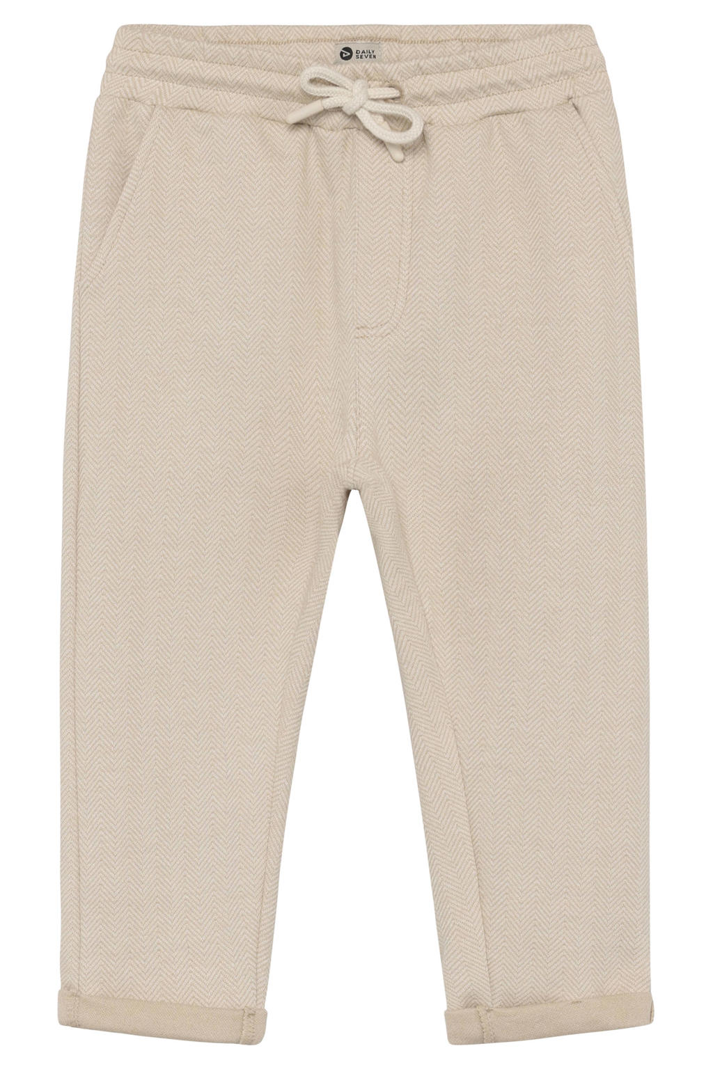 Beige jongens Daily7 regular sweatpants van katoen met elastische tailleband