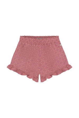 straight regular waist casual short roze broderie