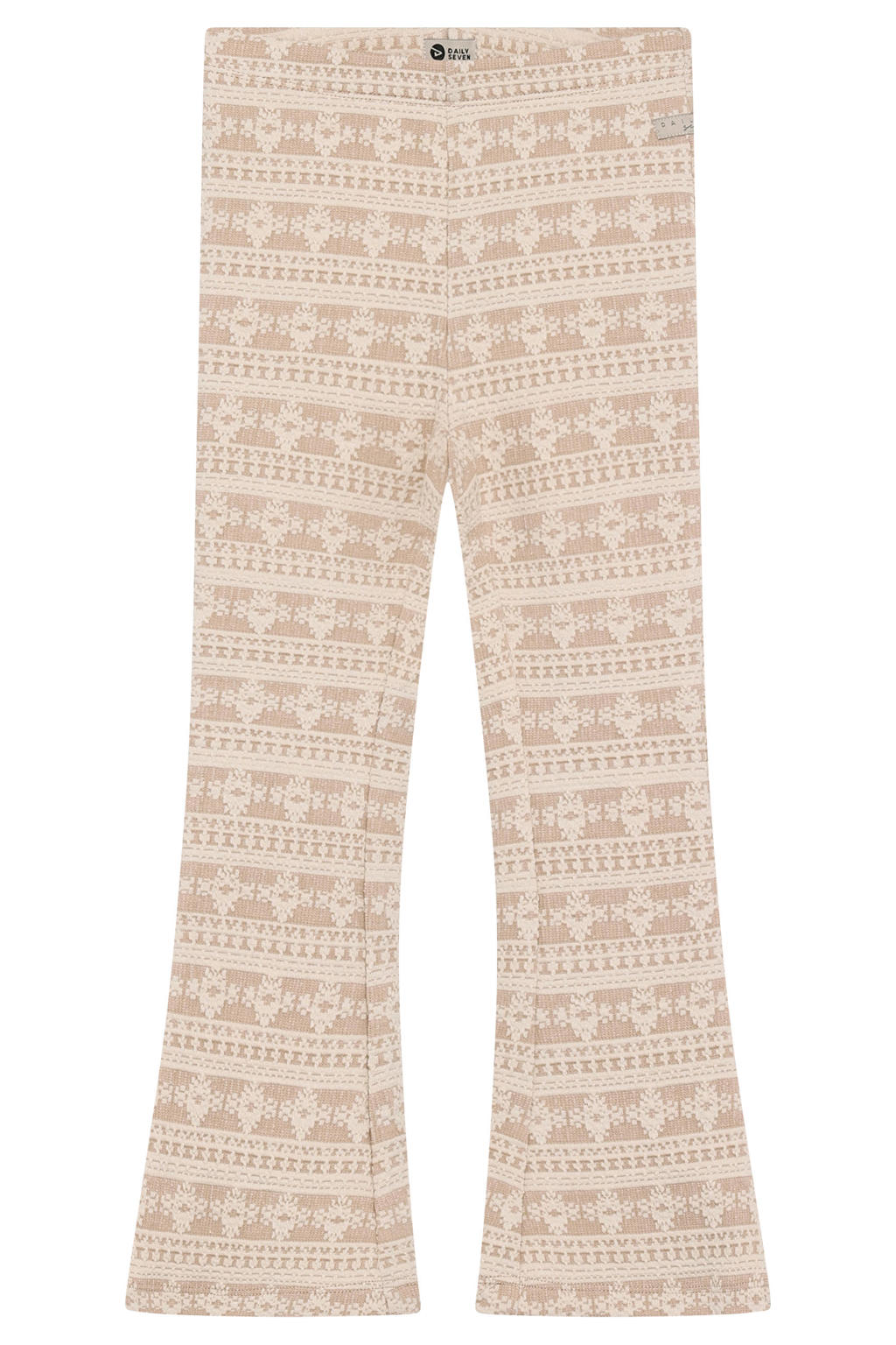 Beige en ecru meisjes Daily7 regular waist flared broek van katoen met elastische tailleband