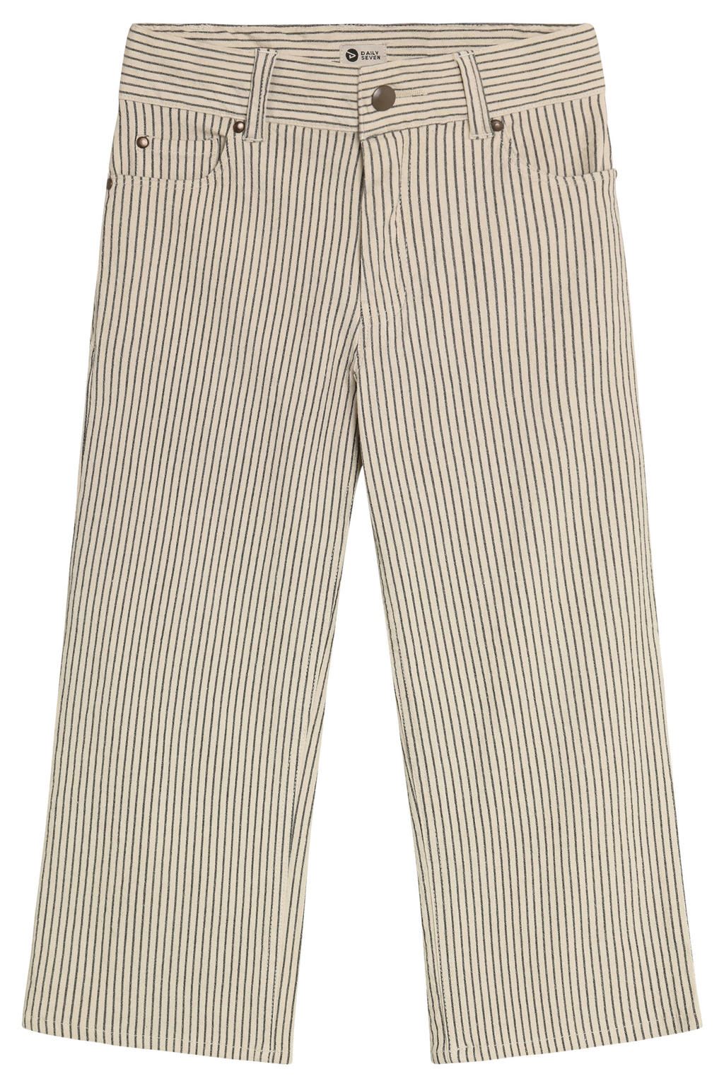Beige en donkergrijze jongens Daily7 straight regular waist gestreepte casual broek van katoen met rits- en knoopsluiting