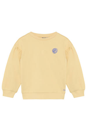 sweater met backprint geel met glitter